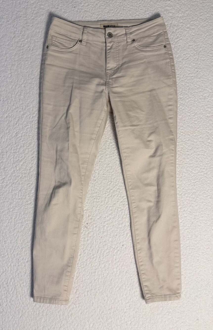 BlueSpice Women's Beige Mid-Rise Skinny Jeans